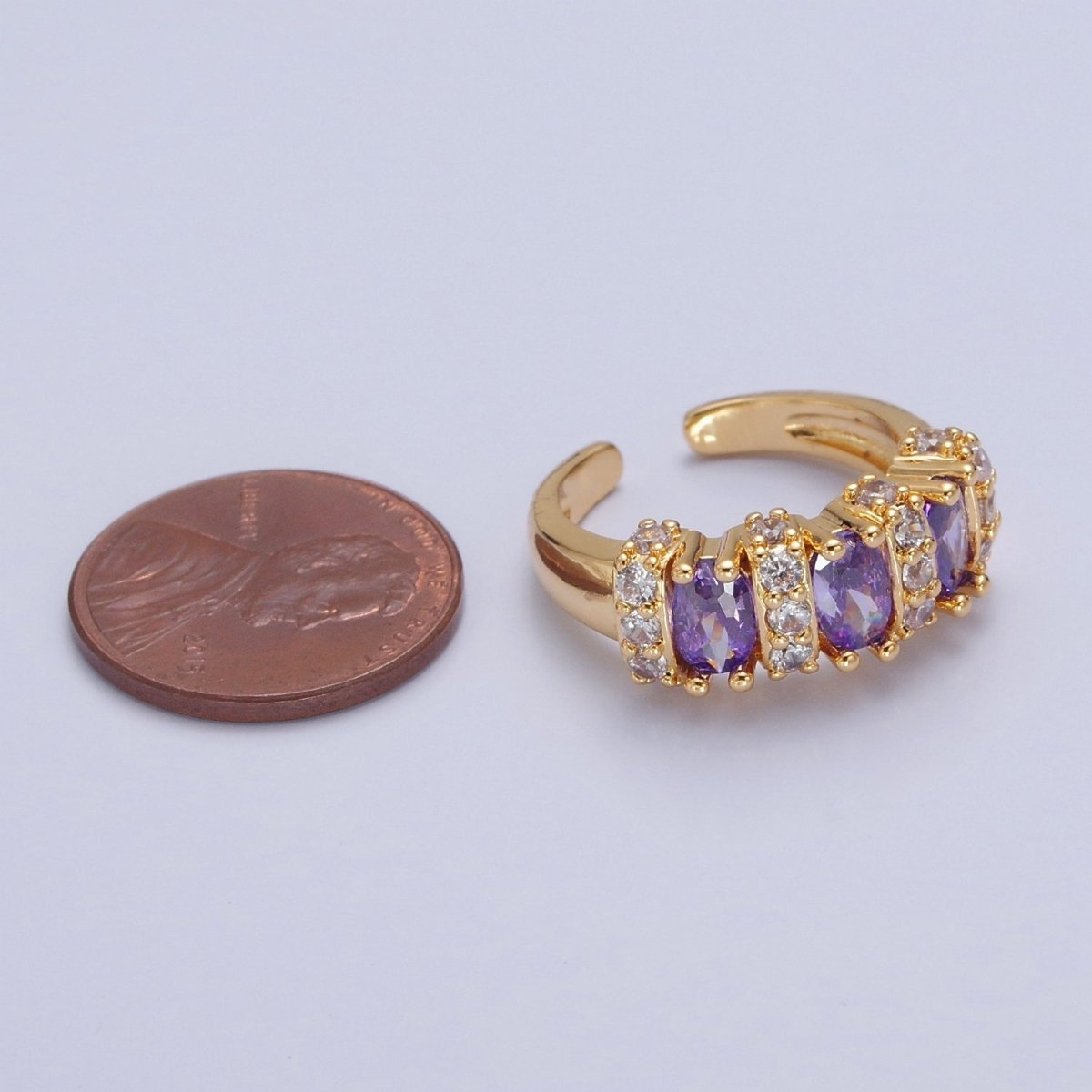 Vintage Pave Purple Ring for Statement Ring Open Adjustable Jewelry O-2173
