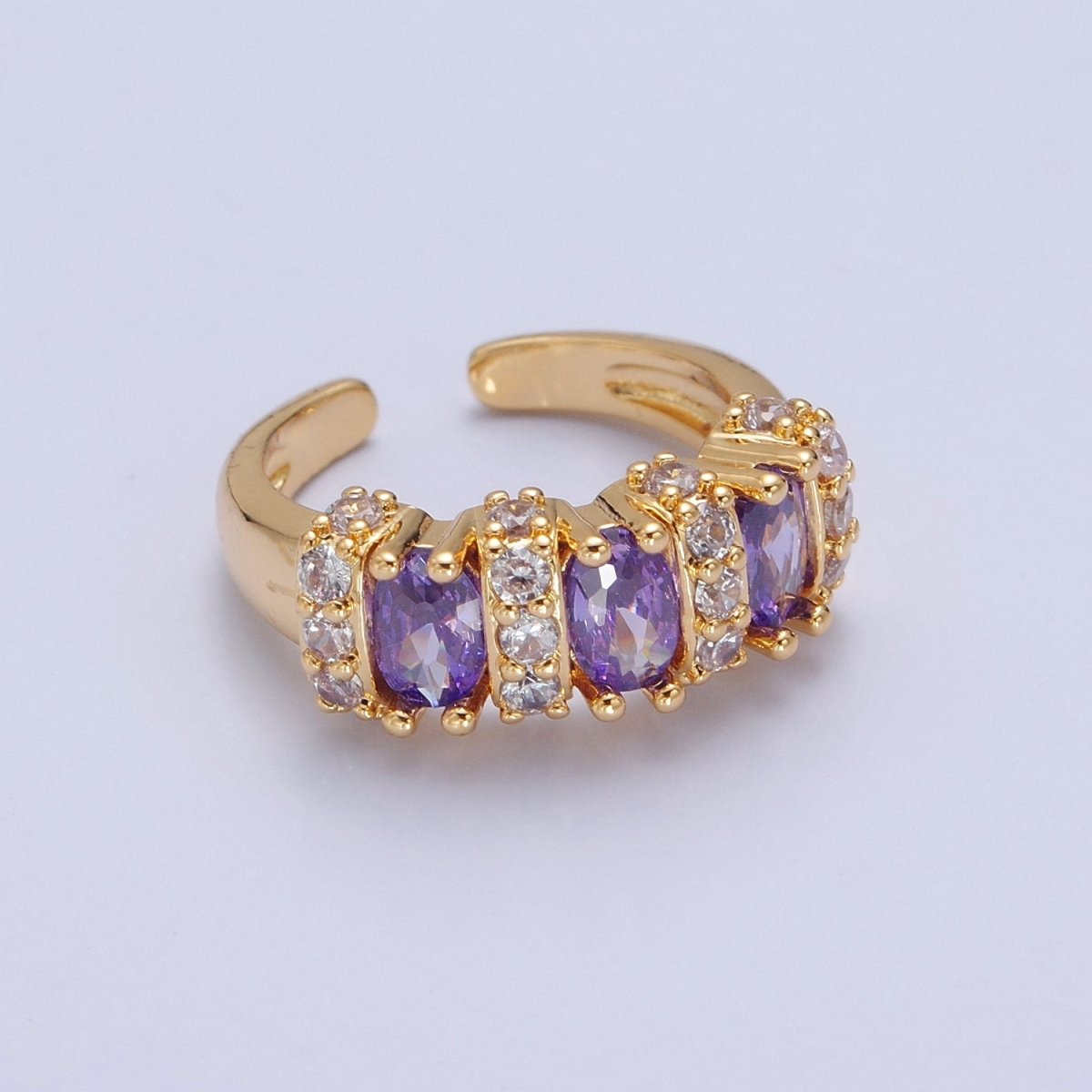 Vintage Pave Purple Ring for Statement Ring Open Adjustable Jewelry O-2173