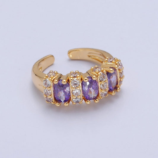 Vintage Pave Purple Ring for Statement Ring Open Adjustable Jewelry O-2173