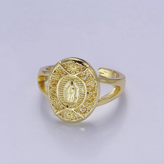 Virgin de Guadalupe Adjustable ring, Our lady of Guadalupe ring Virgin Mary Signet Ring O-2166