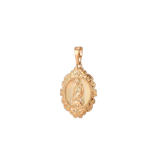 Virgin Mary Charm, 18K Gold Filled Pendant Dainty Virgen de Guadalupe Necklace Charm for Jewelry Making H-870