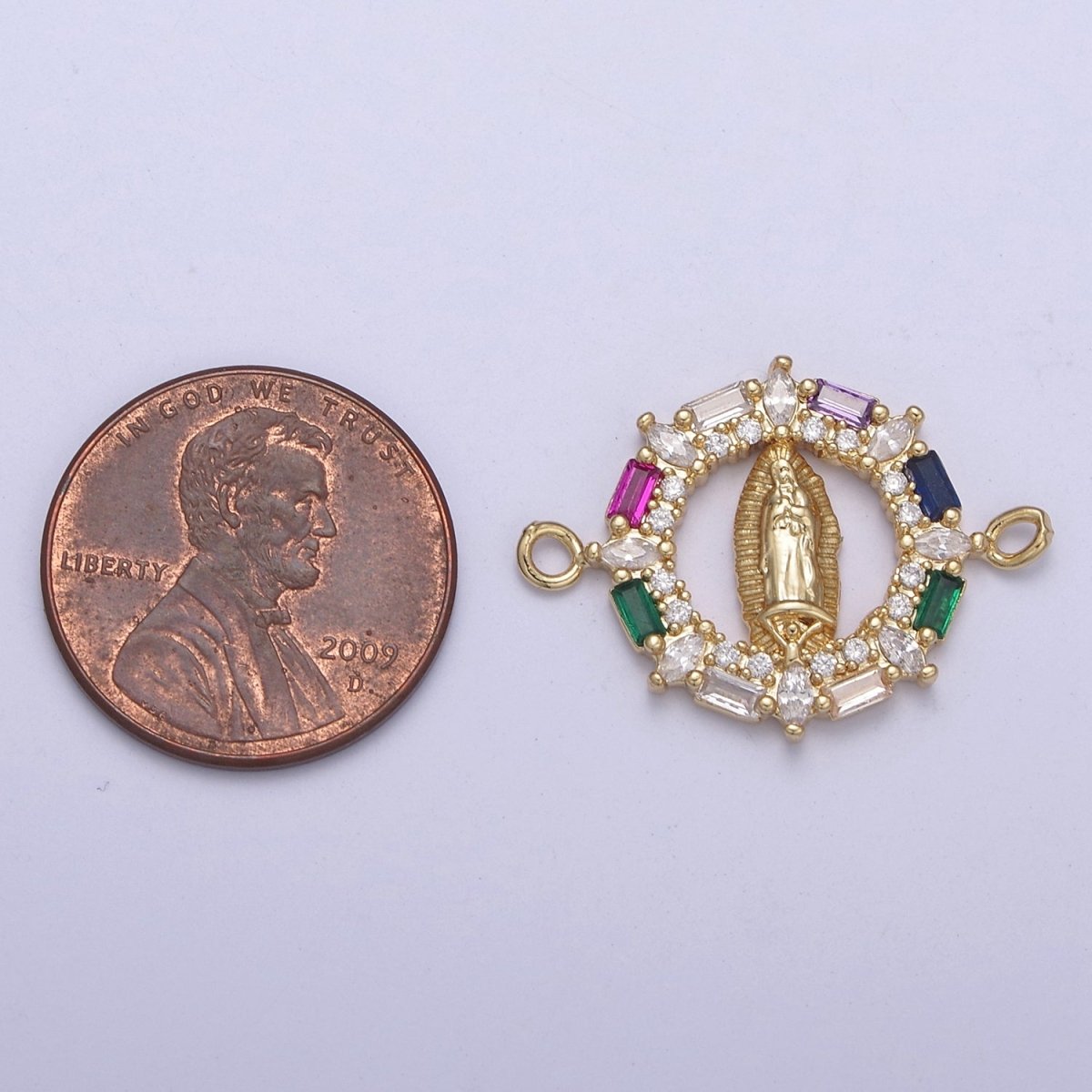 Virgin of Guadalupe Virgin Mary Charm Connector for bracelet, religious jewelry supply F-172