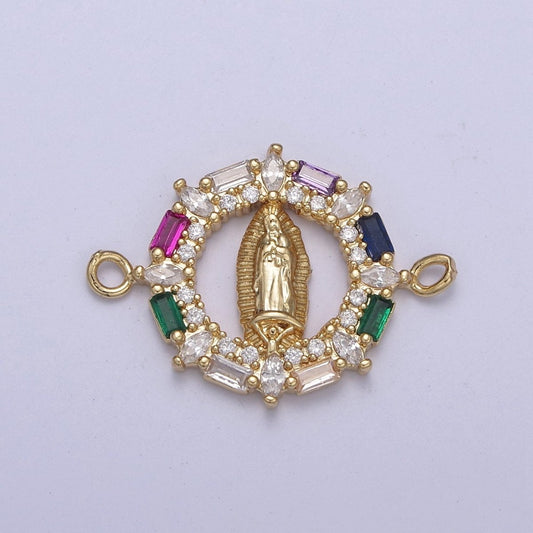Virgin of Guadalupe Virgin Mary Charm Connector for bracelet, religious jewelry supply F-172