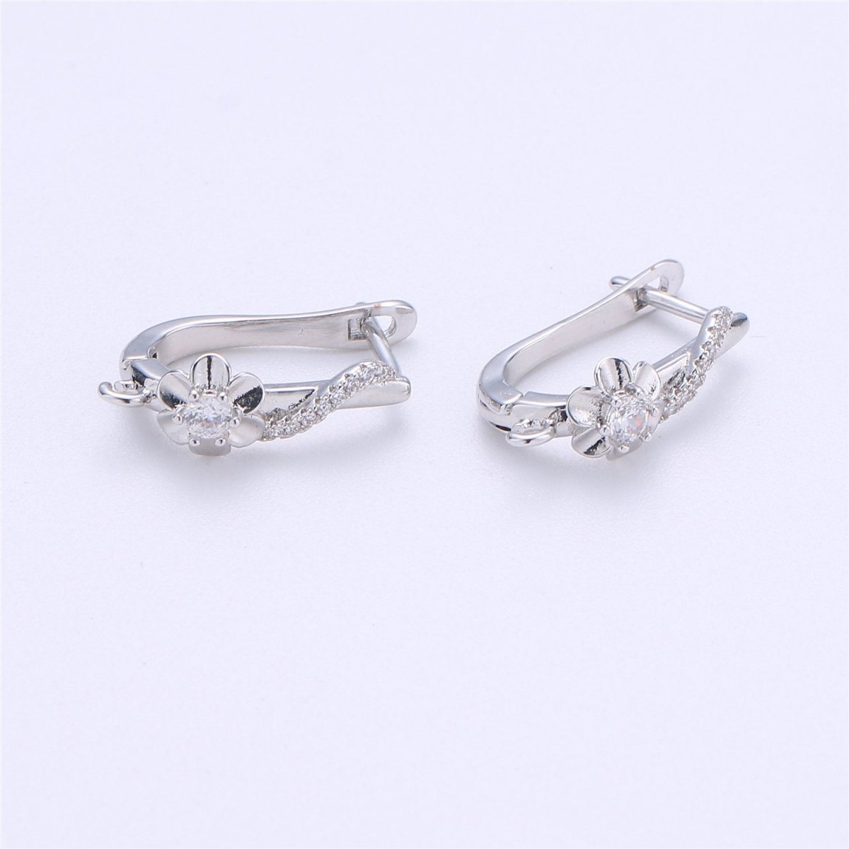 Wedding Jewelry Cubic One Touch Earring for jewelry Making Supply Rhodium- Plated lead free nickel free K-281