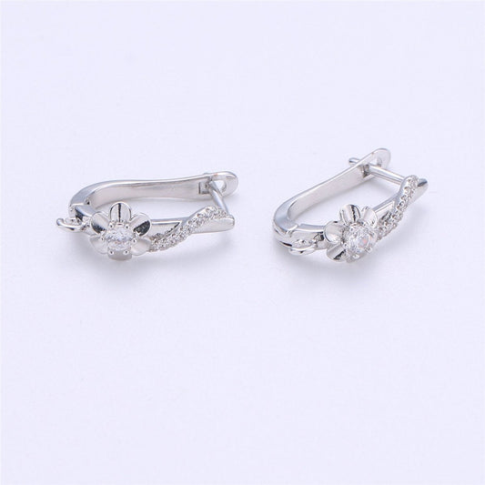 Wedding Jewelry Cubic One Touch Earring for jewelry Making Supply Rhodium- Plated lead free nickel free K-281