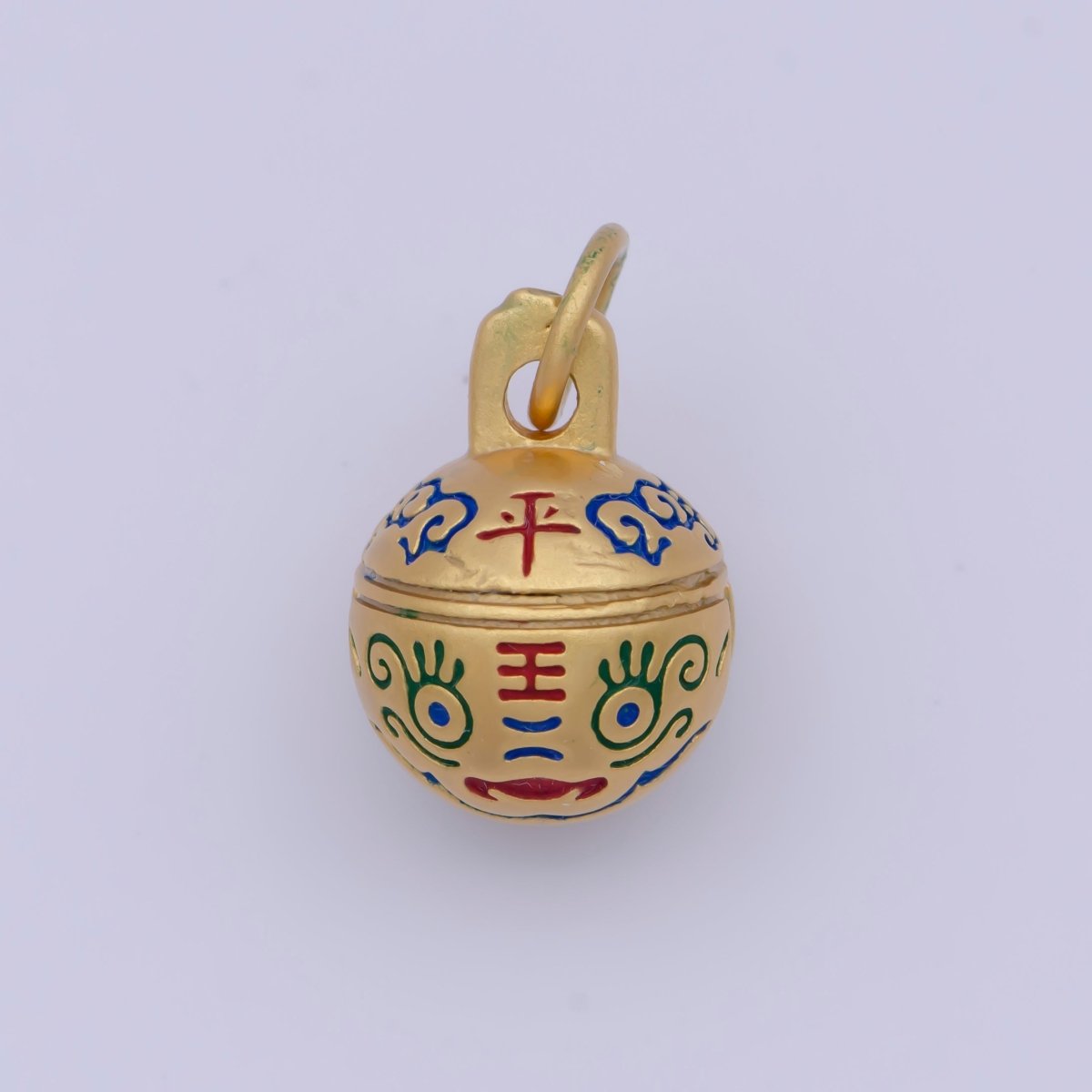 "Wellbeing Safety" Chinese Character Enamel Tiger Ball Gold Protection Charm | X-713