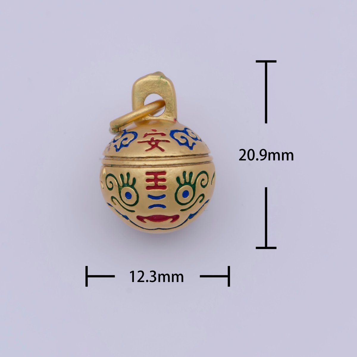 "Wellbeing Safety" Chinese Character Enamel Tiger Ball Gold Protection Charm | X-713