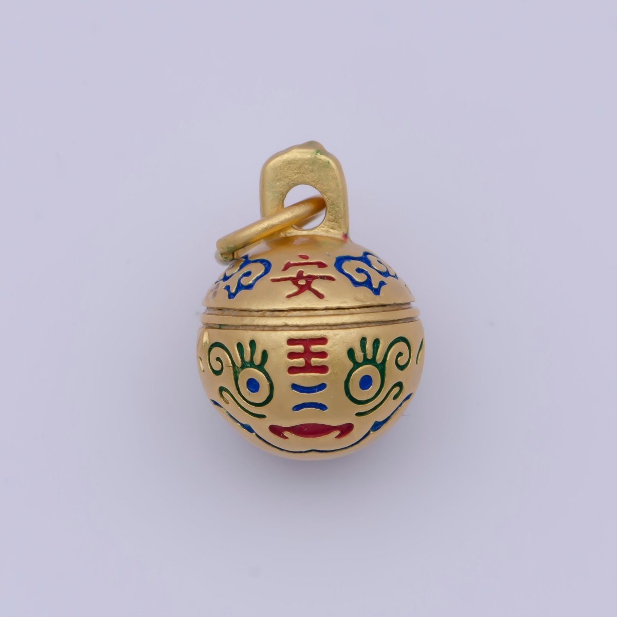 "Wellbeing Safety" Chinese Character Enamel Tiger Ball Gold Protection Charm | X-713