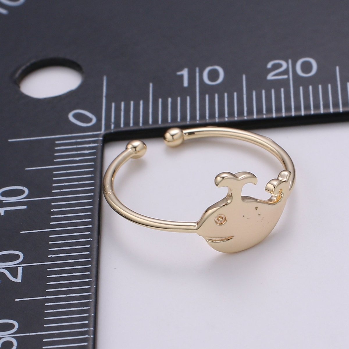 Whale 18k Gold Ring, Adjustable Gold Curb Ring, Under the sea Ocean Life Ring, The Animal R-267