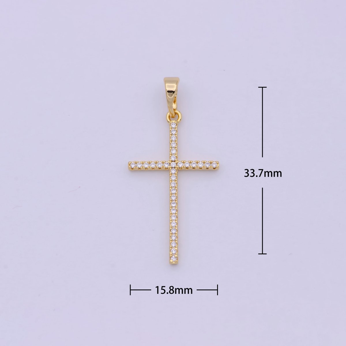 White, 14K Gold Filled Minimalist 34mm Micro Paved CZ Latin Religious Cross Pendant H-018  H-136 I-010