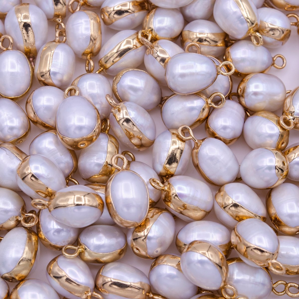 White Freshwater Pearl Teardrop Gold Coated Add-On Charm | P-1851