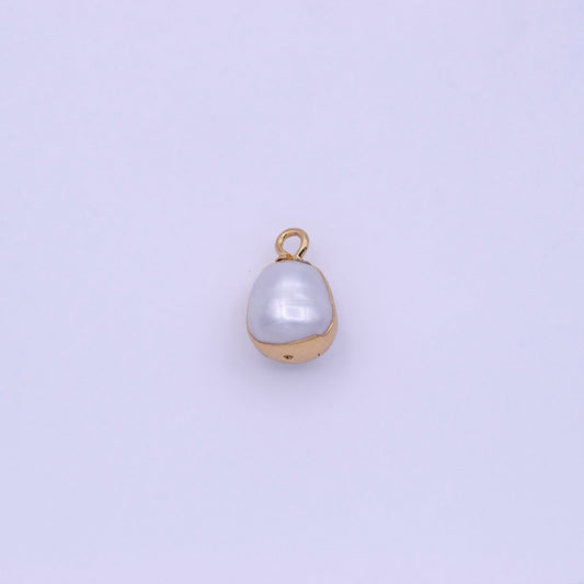 White Freshwater Pearl Teardrop Gold Coated Add-On Charm | P-1851