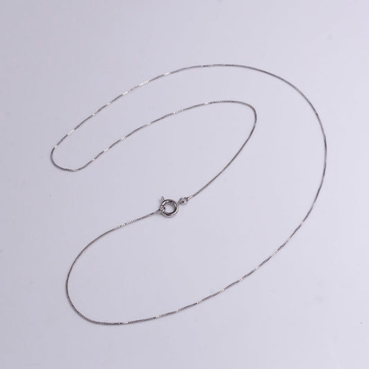 White Gold Filled 0.5mm Dainty Box Chain 17.5 Inch Chain Necklace | WA-1908 Clearance Pricing