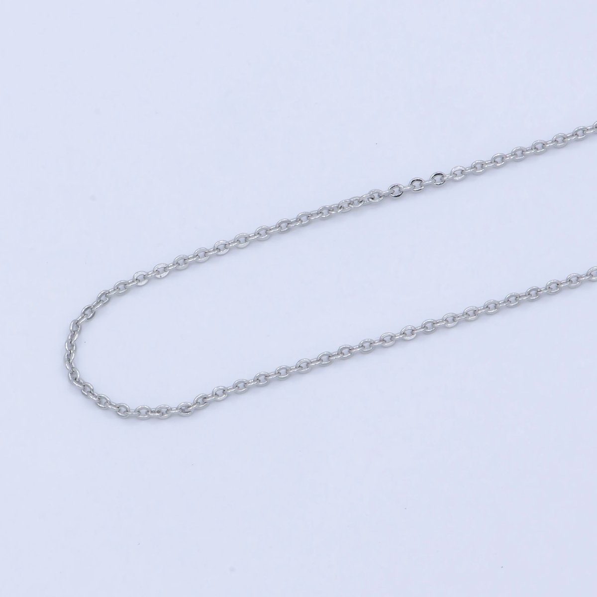 White Gold Filled 0.8mm Dainty Rolo Cable 16 Inch Choker Necklace w. Extender | WA-239 Clearance Pricing