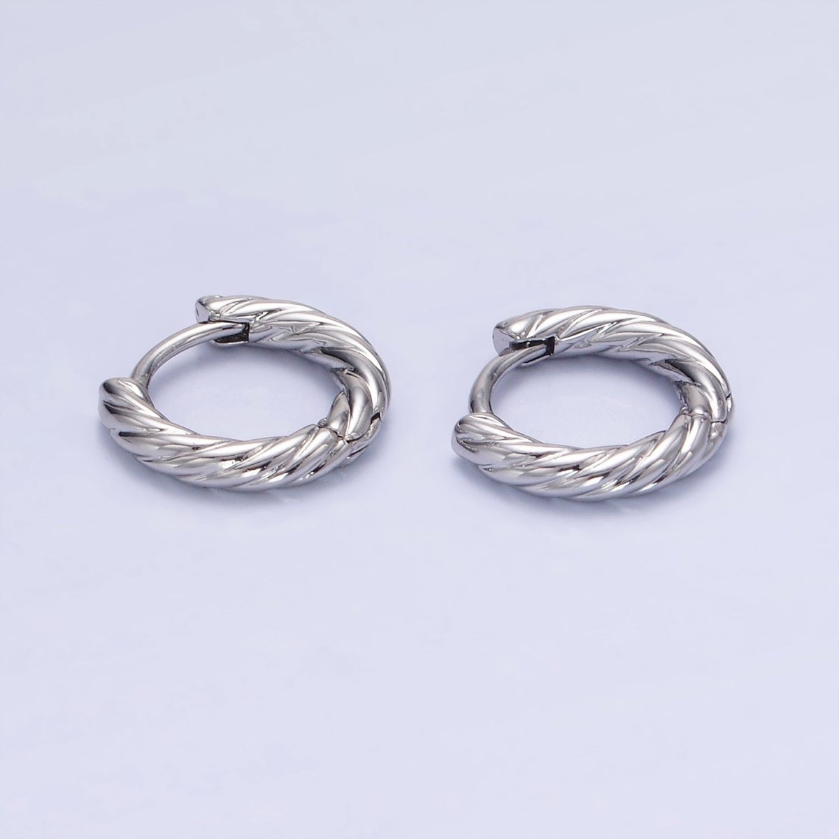 White Gold Filled 10mm Croissant Twisted Cartilage Minimalist Huggie Earrings | AB1268