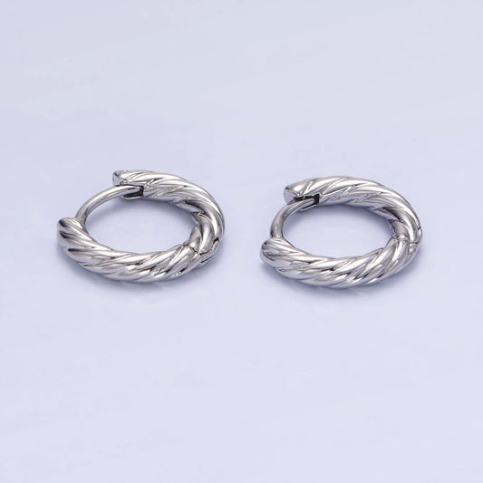 White Gold Filled 10mm Croissant Twisted Cartilage Minimalist Huggie Earrings | AB1268