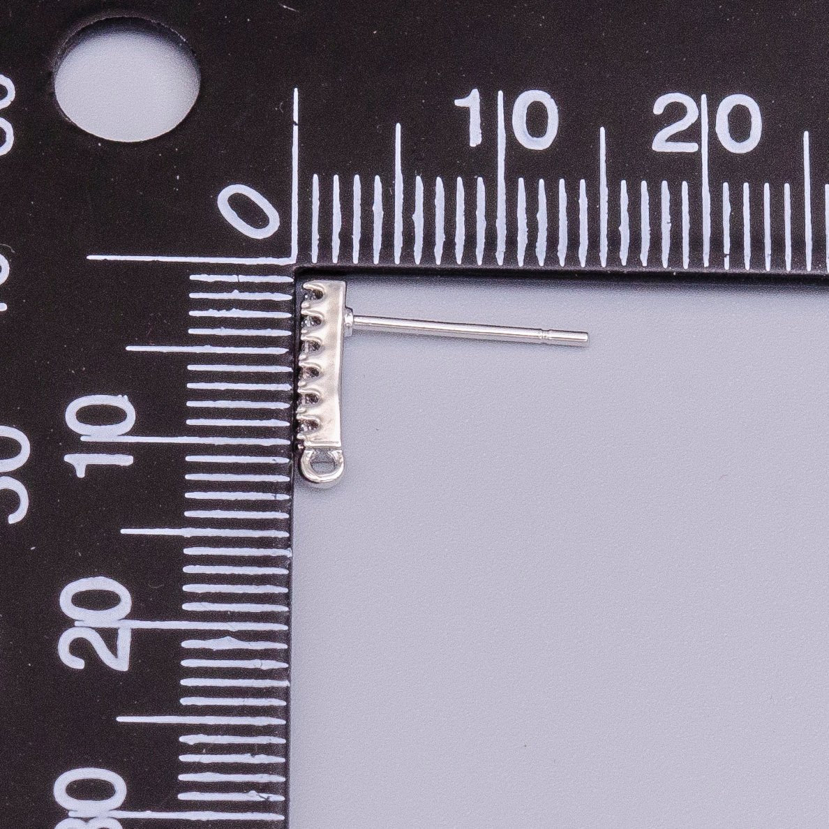 White Gold Filled 11.3mm Micro Paved CZ Bar Open Loop Stud Earrings | Z-405