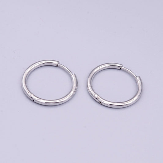 White Gold Filled 11mm, 13mm, 15mm, 17mm, 19mm, 21mm, 23mm Silver Minimalist Huggie Endless Hoop Earrings | AD1536 - AD1542