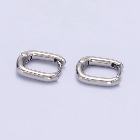 White Gold Filled 11mm Oblong Cartilage Minimalist Huggie Earrings | AB1267