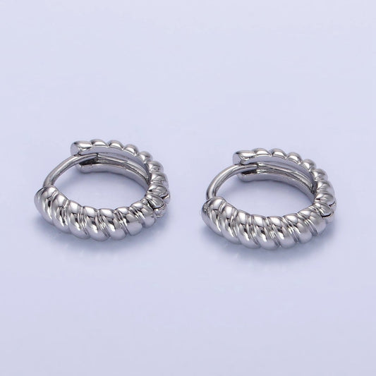 White Gold Filled 12mm Croissant Cartilage Minimalist Huggie Earrings | AB1269