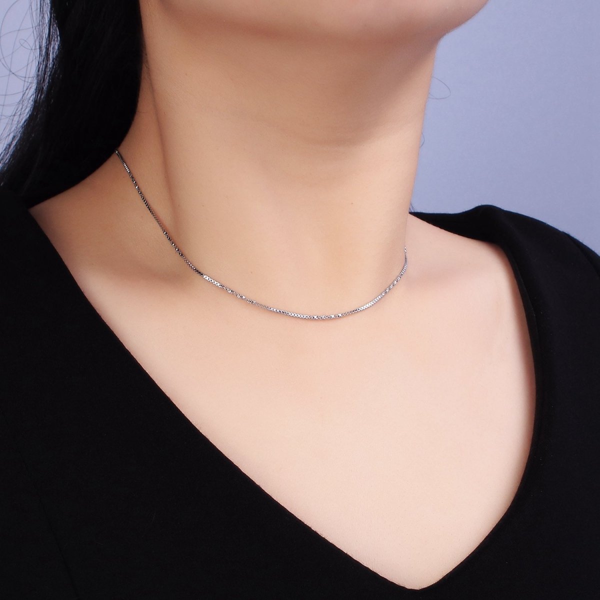 White Gold Filled 1.2mm Dainty Box 20 Inch, 18 Inch Chain Necklace | WA-1780 WA-1781 Clearance Pricing