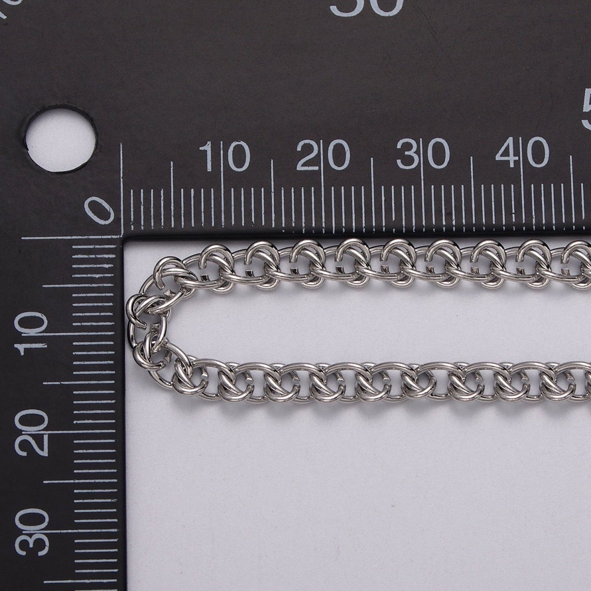 White Gold Filled 12mm Geometric C-Shaped Wheat Double Link Designed Unfinished Chain | ROLL-1100 Clearance Pricing