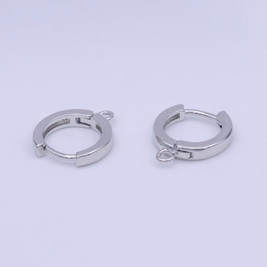 White Gold Filled 12mm Mini Silver Huggie Open Loop Earrings Supply | K-209