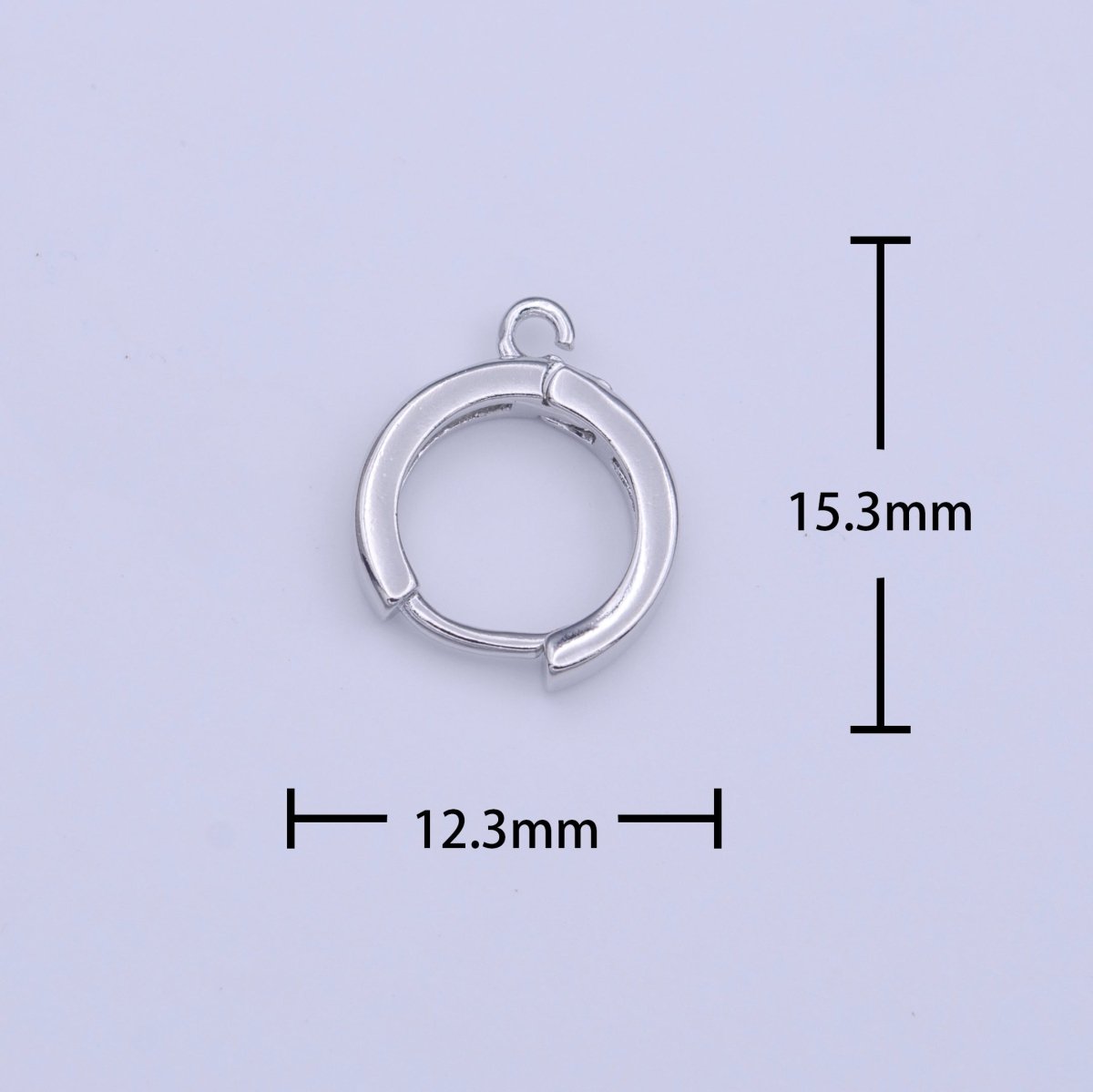 White Gold Filled 12mm Mini Silver Huggie Open Loop Earrings Supply | K-209