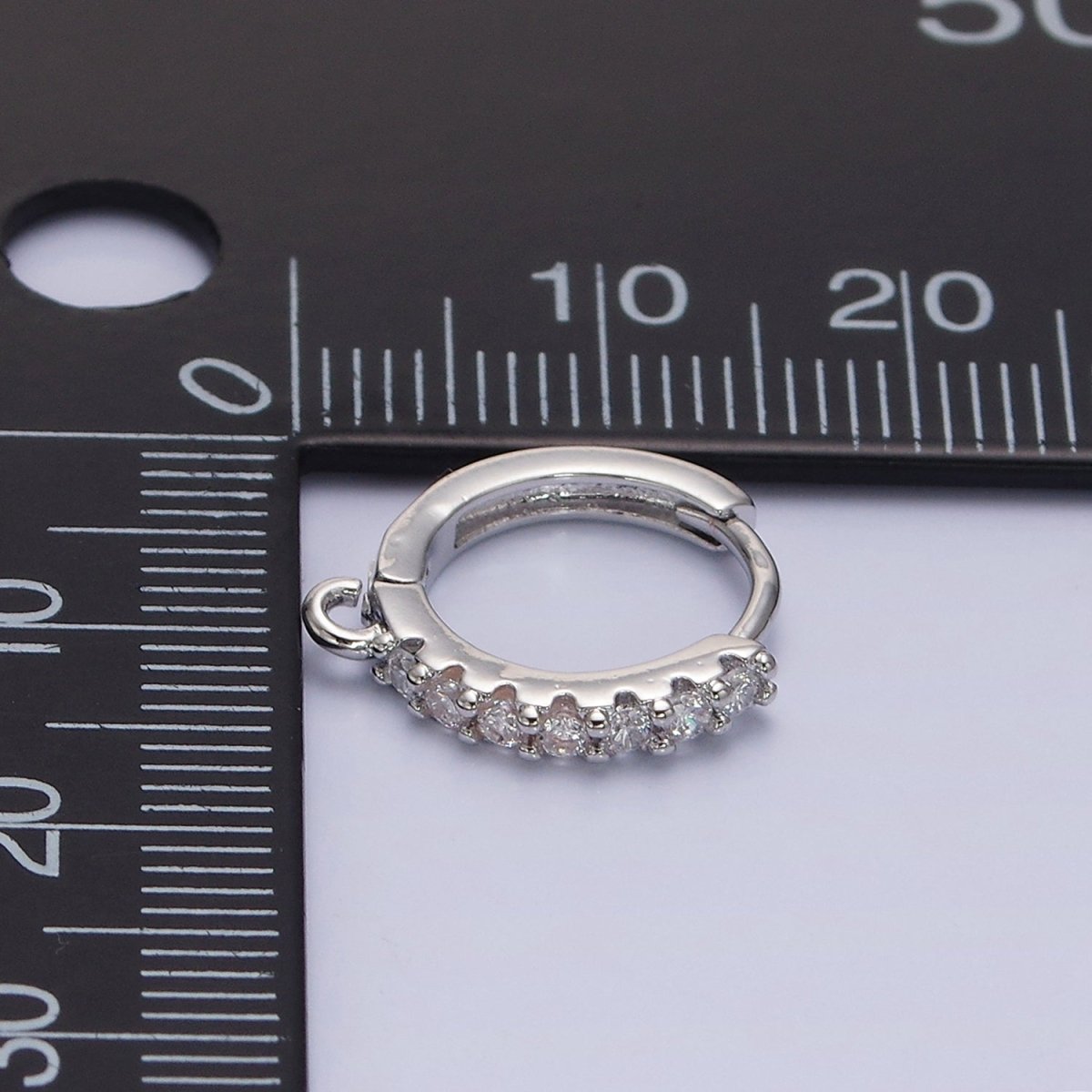 White Gold Filled 15mm Micro Paved CZ Huggie Open Loop Earrings | Z-361