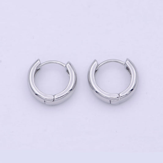 White Gold Filled 16mm Chunky Silver Huggie Hoop Earrings P-248