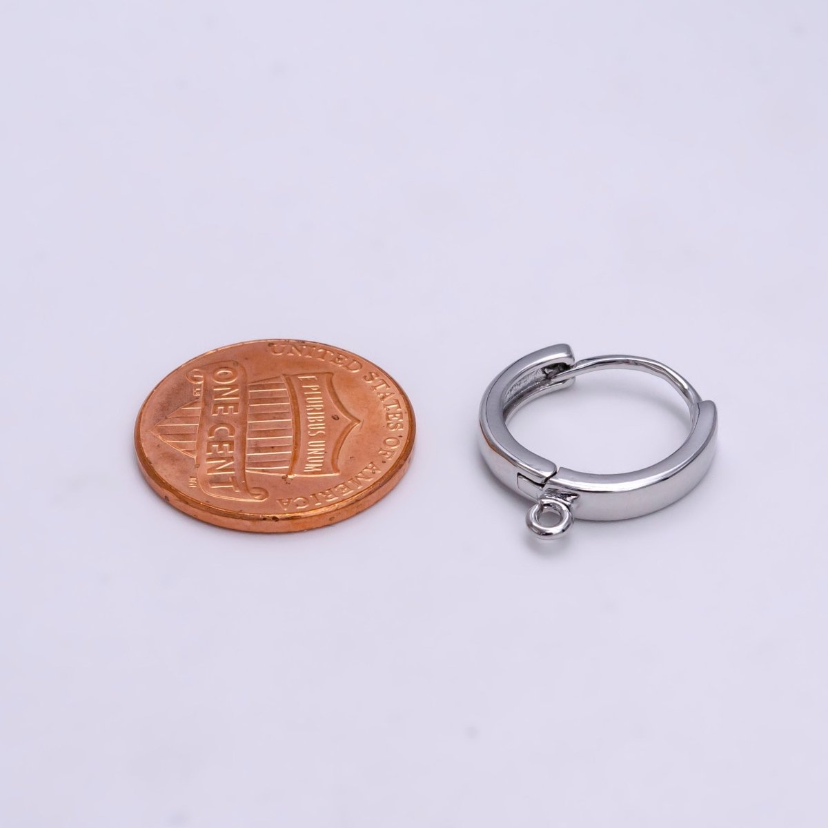 White Gold Filled 16mm Minimalist Huggie Earrings Findings Supply | Z-905