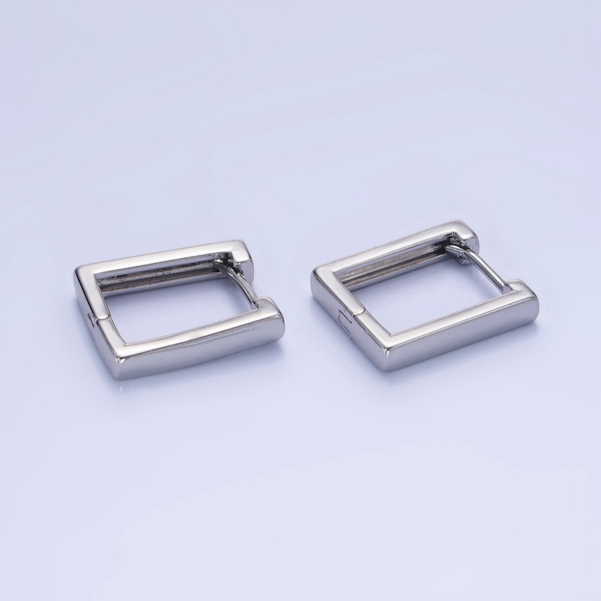 White Gold Filled 16mm Rectangle Huggie Earrings | AB1321