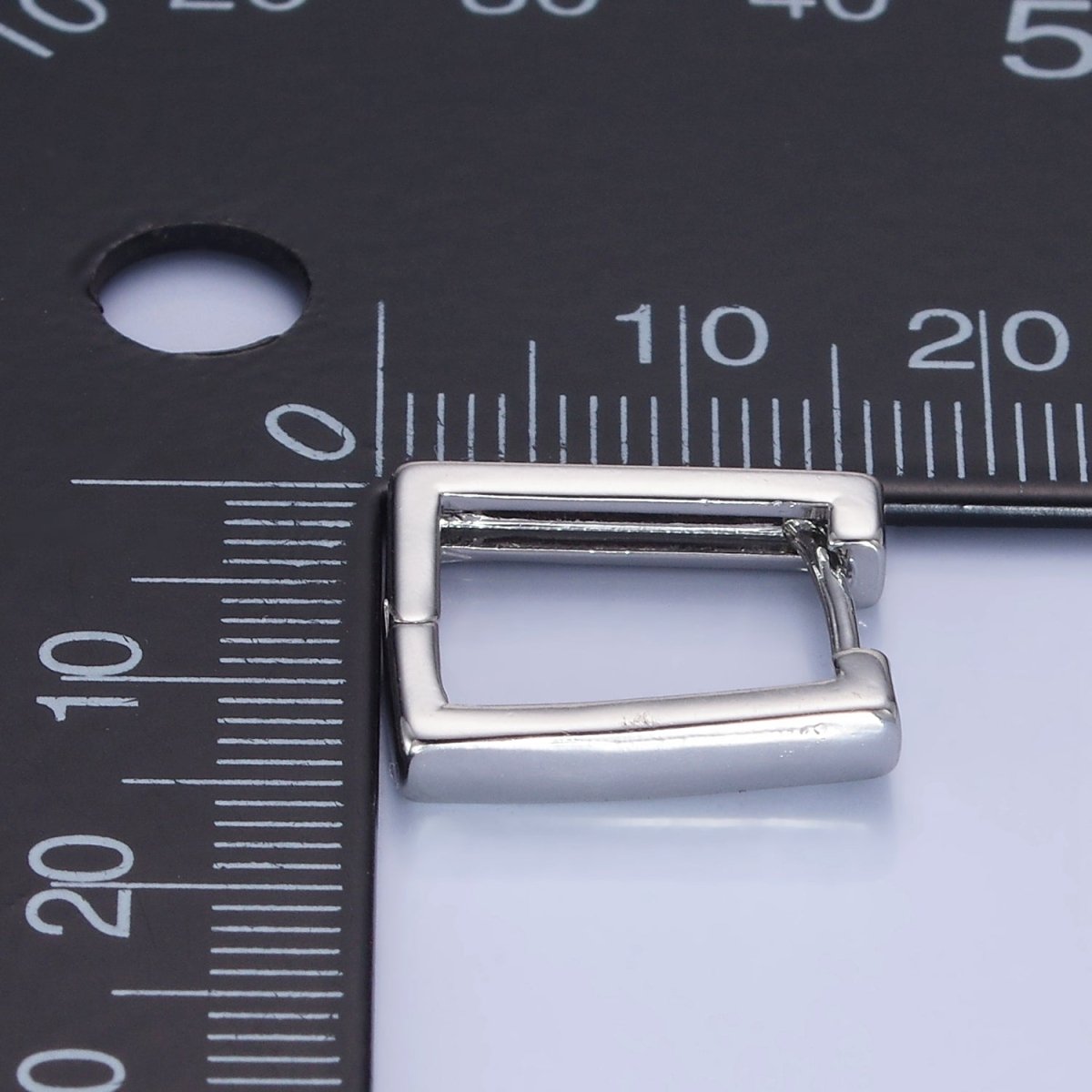 White Gold Filled 16mm Rectangle Huggie Earrings | AB1321