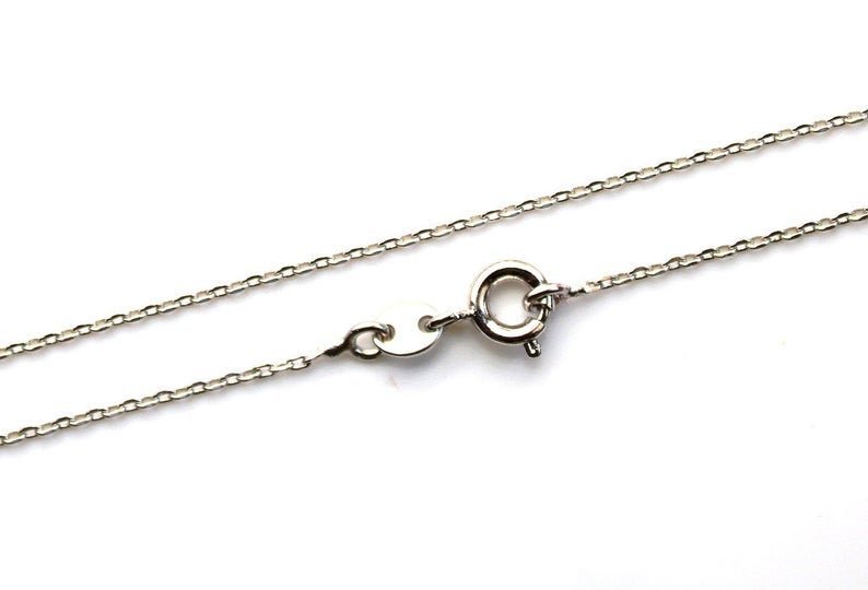 White Gold Filled 1mm Cable Finished Chain 13.5 inch for Choker Necklace Making Dainty Simple Minimalist Chain Necklace | CN-102