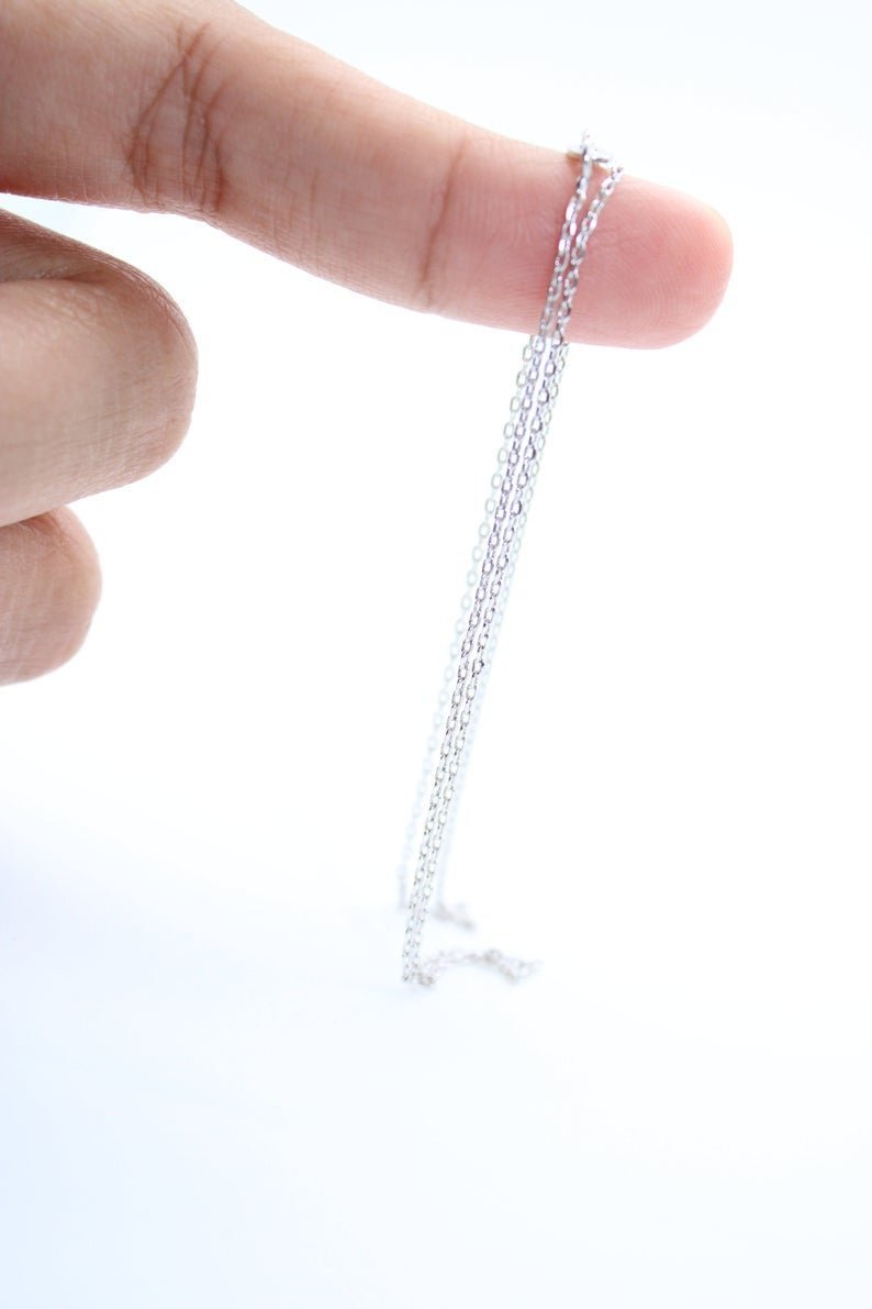 White Gold Filled 1mm Cable Finished Chain 13.5 inch for Choker Necklace Making Dainty Simple Minimalist Chain Necklace | CN-102