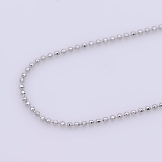 White Gold Filled 1mm Dainty Round Beaded Ball 18 Inch Layering Chain Necklace | WA-241 Clearance Pricing