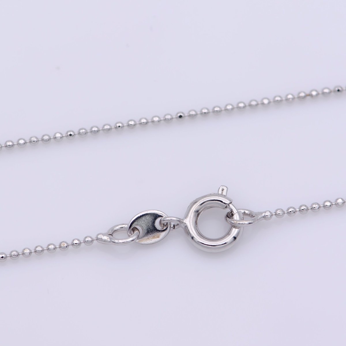 White Gold Filled 1mm Dainty Round Beaded Ball 18 Inch Layering Chain Necklace | WA-241 Clearance Pricing