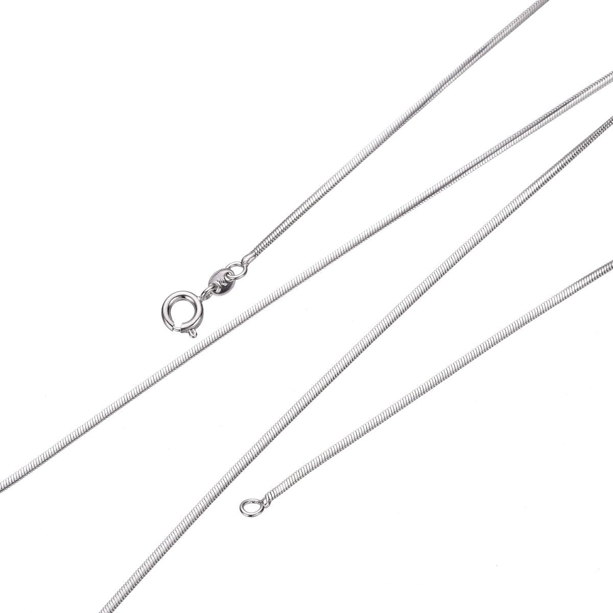 White Gold Filled 1mm Dainty Snake Layering Silver 17.7 Inch Chain Necklace | WA-229 Clearance Pricing