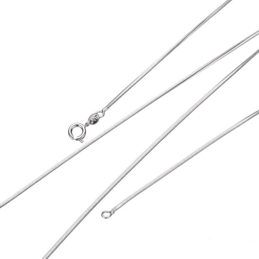 White Gold Filled 1mm Dainty Snake Layering Silver 17.7 Inch Chain Necklace | WA-229 Clearance Pricing