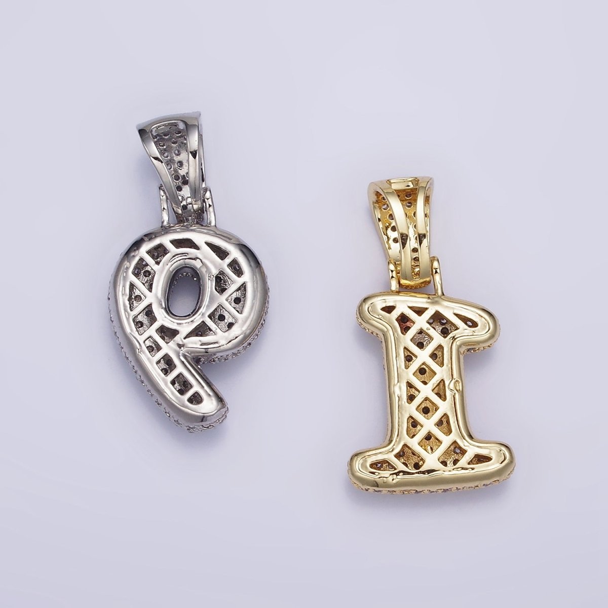 White Gold Filled 25mm Number 0-9 Dome Clear Micro Paved CZ Pendant | AA705 - AA714