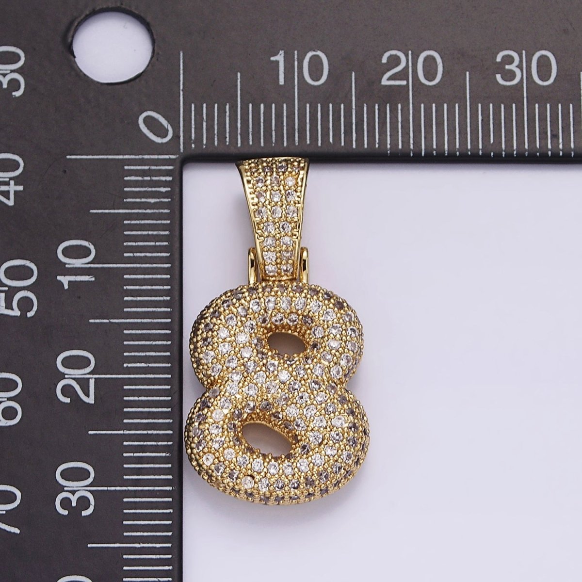 White Gold Filled 25mm Number 0-9 Dome Clear Micro Paved CZ Pendant | AA705 - AA714