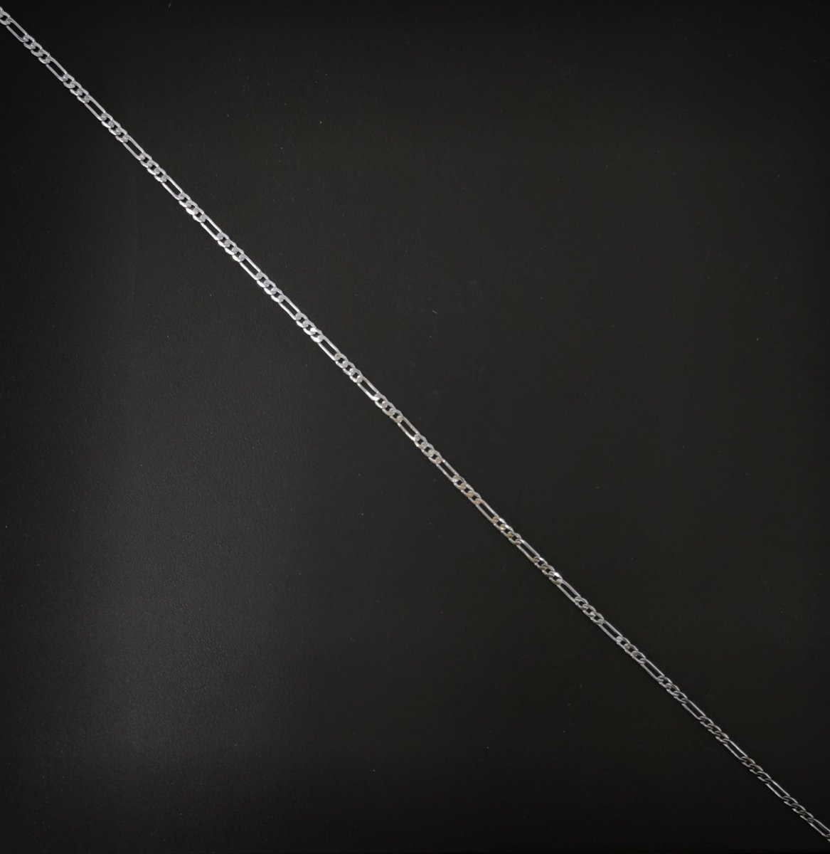 White Gold Filled 2mm Flat Figaro Everyday Layering 23.5 Inch Chain Silver Necklace | WA-203 Clearance Pricing