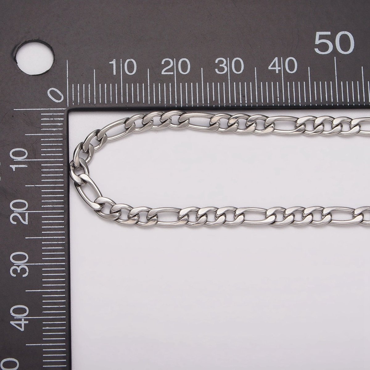 White Gold Filled 3.5mm Figaro Unfinished Chain For Jewelry Making | ROLL-1490 Clearance Pricing