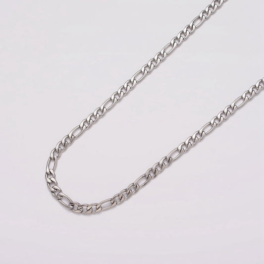 White Gold Filled 3.5mm Figaro Unfinished Chain For Jewelry Making | ROLL-1490 Clearance Pricing