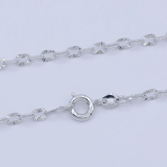 White Gold Filled 3mm Sunburst Cable Unique Everyday Layering 18 Inch Chain Silver Necklace | WA-202 Clearance Pricing