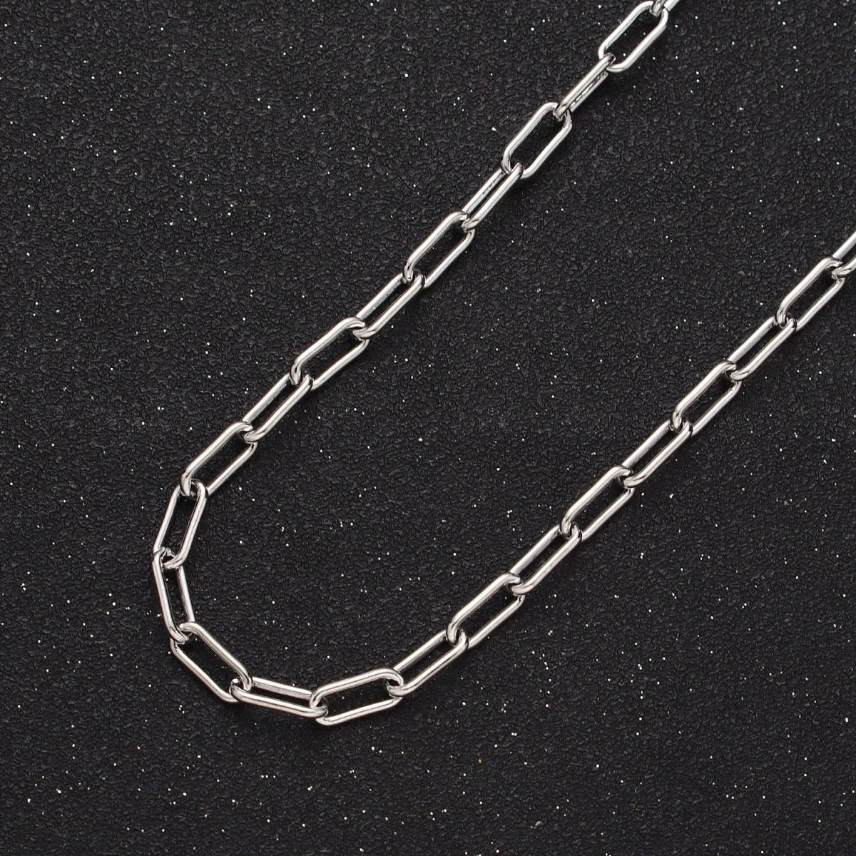 White Gold Filled 4mm Paperclip Unfinished Chain For Jewelry Making | ROLL-853 Clearance Pricing