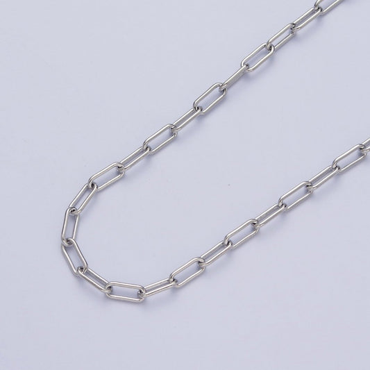 White Gold Filled 4mm Paperclip Unfinished Chain For Jewelry Making | ROLL-853 Clearance Pricing