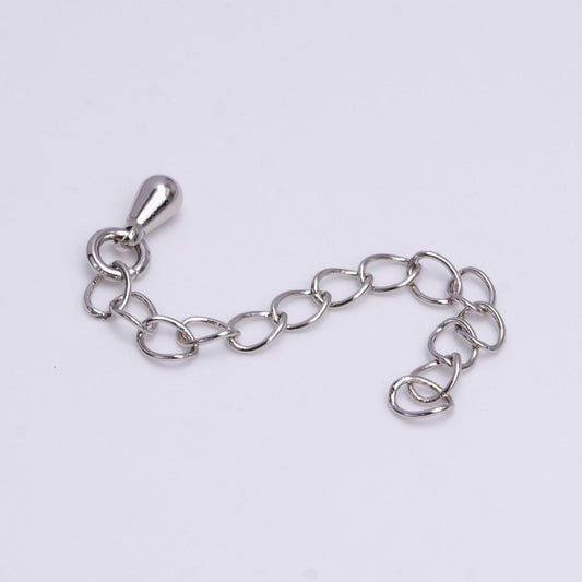 White Gold Filled 50mm Teardrop Chain Extender Jewelry Making Supply | Z-385