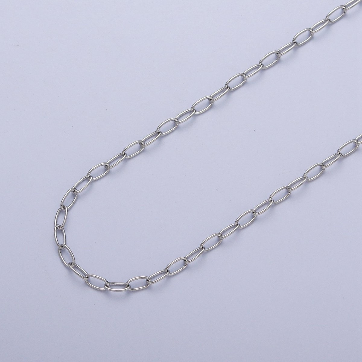 OS White Gold Filled 5.5mmx3mm Paperclip Silver Bulk Unfinished Chain For DIY Jewelry Making | ROLL-854 Clearance Pricing