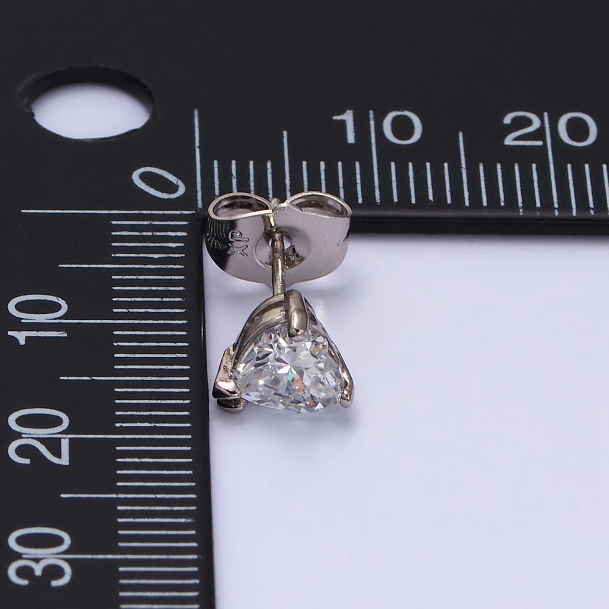 White Gold Filled 7mm Clear Heart CZ Stud Earrings | AD1316